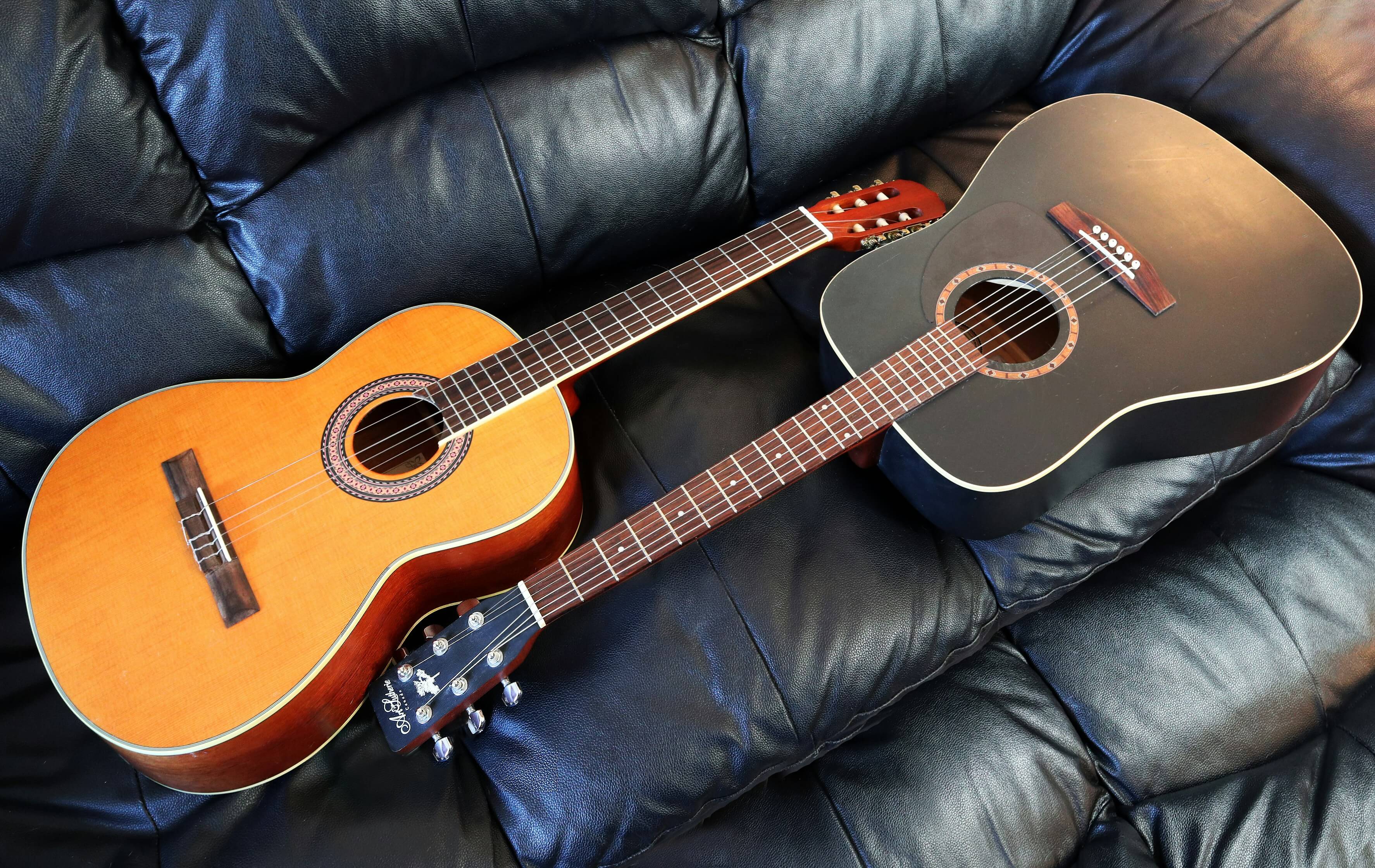 Electric and acoustic guitars